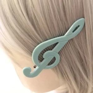 Y2k Style Music Symbol Hair Accessories Vintage Sweet Cute Hair Clip Cyan Fresh Hairpin New Sensea Of Niche Fashion And Art 2025