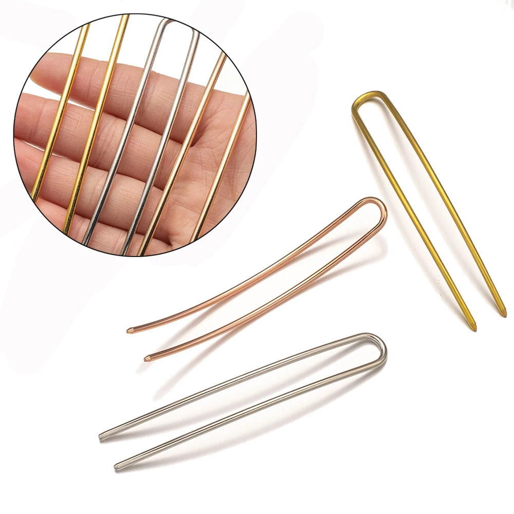 1/5Pcs Metal French U-Shaped Hair Fork Elegant Long Thick Hair Updo Bun Simple Hairpin For Women Girls Hair Jewelry Accessories