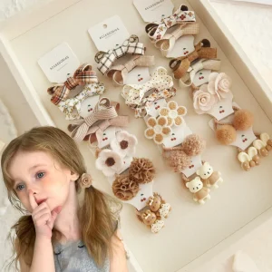 10Pcs/Lot, Elastic Hair Bow Clips for Children, Children's Headwear Hair Accessories for girls, Cute Hair ties, Lovely Hair Rope
