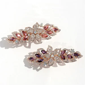 Luxury rhinestone hair clips glittering crystal flower metal spring clips bride wedding party ladies girl hair accessories gift