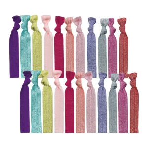 50Pcs/200PCS Glitter Knotted Hair Ties Ponytail Holders Colorful No Crease Elastic Ribbon Band Hand Twist Bracelet Accessorie