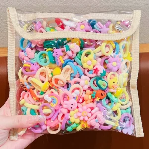 Adorable elastic hair ties for kids, gentle on hair, with towel loops for baby hair bands