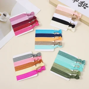 10 Packs Color Elastic Band No Crease Little Girls Ribbon Mini Hair Ties Accessory Daily Wear Birthday Party Hair Care Styling