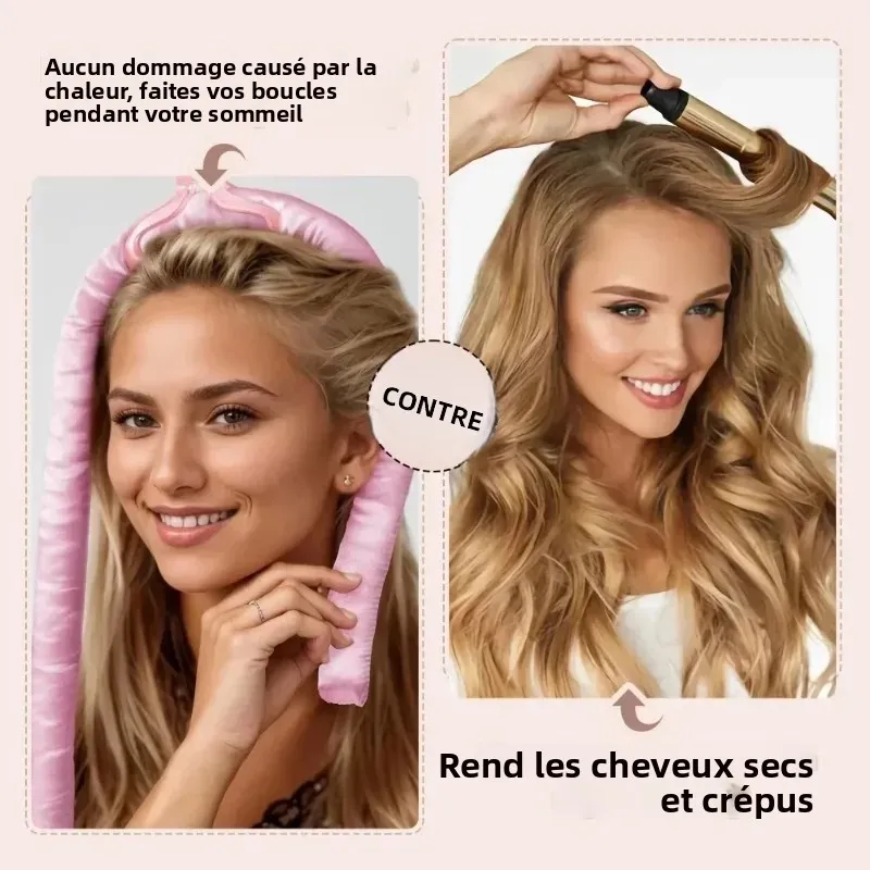 No-Heat Curling Iron Set Night Cap Hair Roller Set Lazy Hair Curlers Headband Hairs Rollers Bristle Brush Hair Styling Tools - Image 2