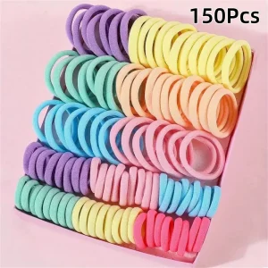 150Pcs/set Solid Color Nylon Hair Ties, Elastic Rubber Bands, 100 Pcs Small Hair Ties and 50 Pcs Large Hair Ties