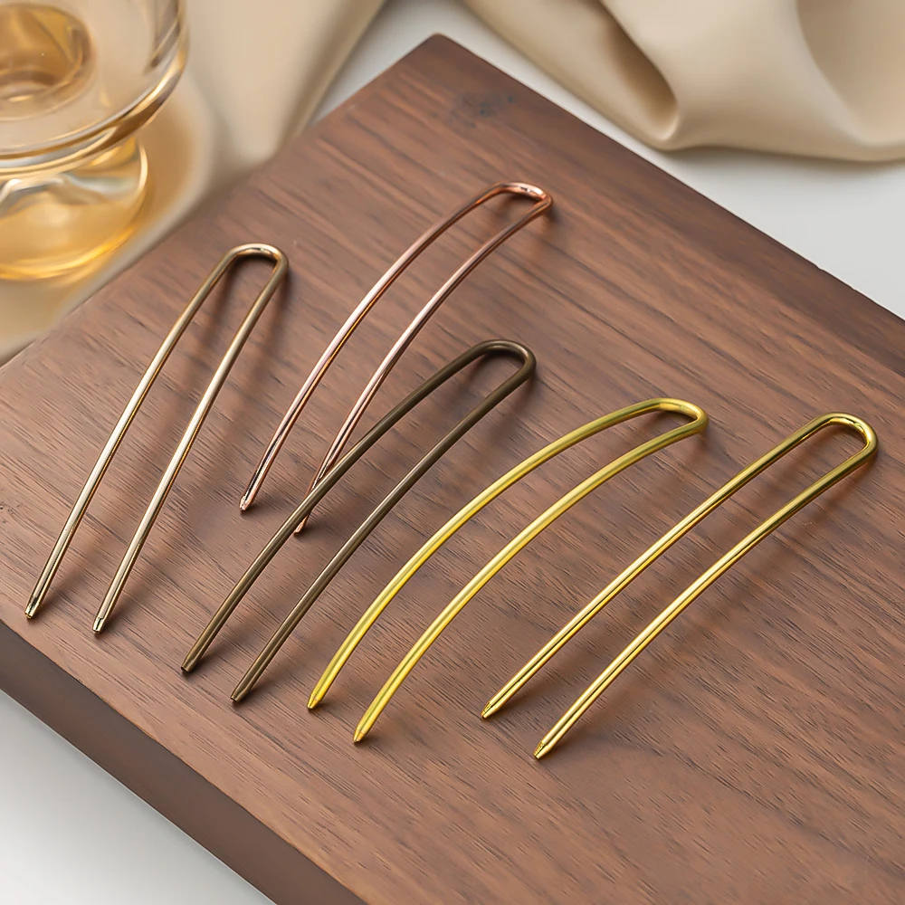 1/5Pcs Metal French U-Shaped Hair Fork Elegant Long Thick Hair Updo Bun Simple Hairpin For Women Girls Hair Jewelry Accessories - Image 5