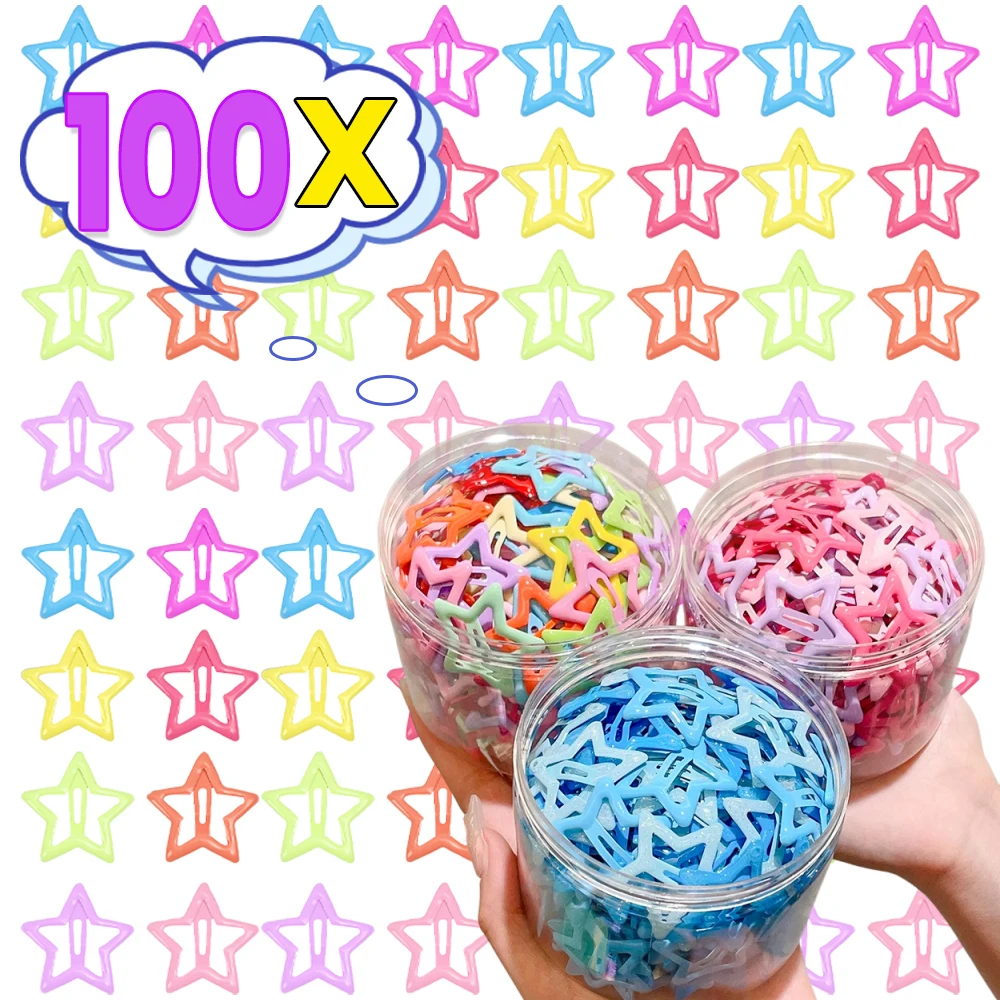 10-100pcs Colorful Star BB Hair Clips Girls Y2K Star Barrettes Women Simple Metal Snap Clip Headdress Hair Jewelry Accessories