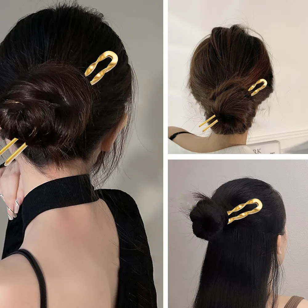1/5Pcs Metal French U-Shaped Hair Fork Elegant Long Thick Hair Updo Bun Simple Hairpin For Women Girls Hair Jewelry Accessories - Image 6