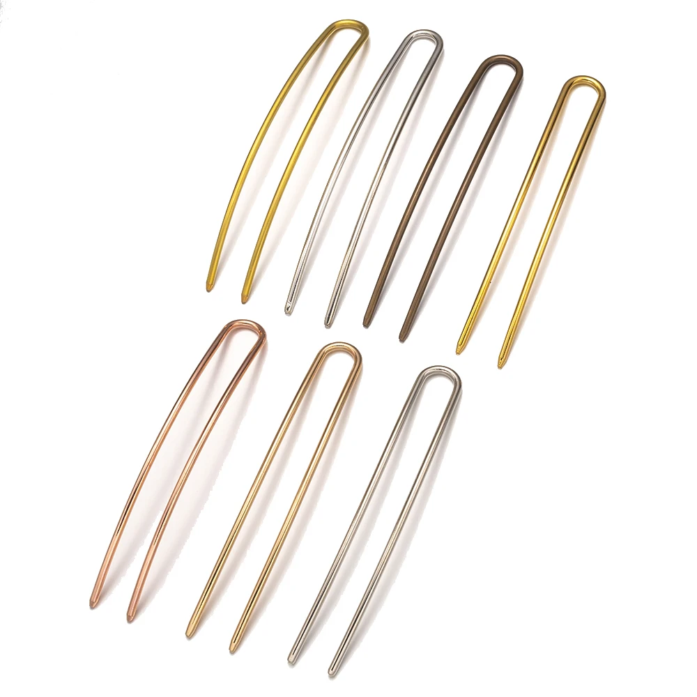 1/5Pcs Metal French U-Shaped Hair Fork Elegant Long Thick Hair Updo Bun Simple Hairpin For Women Girls Hair Jewelry Accessories - Image 4