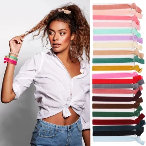50/200PCS Velvet Knotted Hair Ties Ponytail Holders 24Colors Solid No Crease Elastic Ribbon Band Hand Twist Bracelet Accessorie